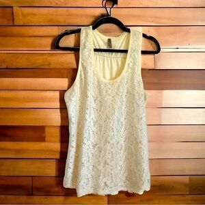 Vanity shimmery sparkly cream sleeveless tank top size L